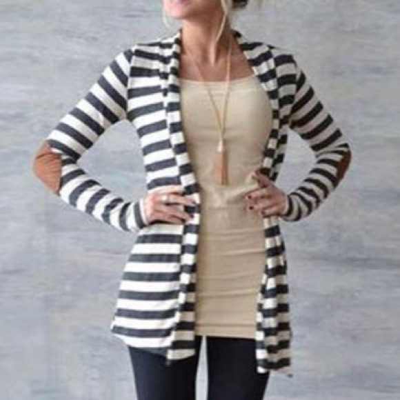 NWT Women’s Open front stripe cardigan knit top - Picture 3 of 4